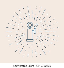 Vintage illustration with sun rays Draft Beer Vector Icon. Bar concept