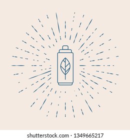 Vintage illustration with sun rays Eco battery icon. Ecology concept