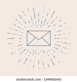Vintage illustration with sun rays Envelope Icon , Email icon or message vector