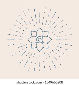 Vintage illustration with sun rays Flower Icon Vector. Ecology concept