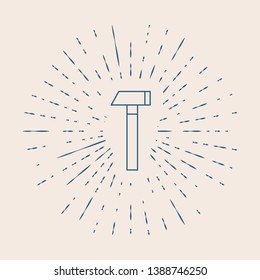 Vintage illustration with sun rays Hammer Icon for your web site design, app, logo.