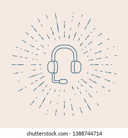 Vintage illustration with sun rays Headphone vector icon