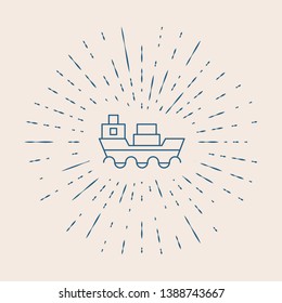 Vintage illustration with sun rays Image of ship, boat icon