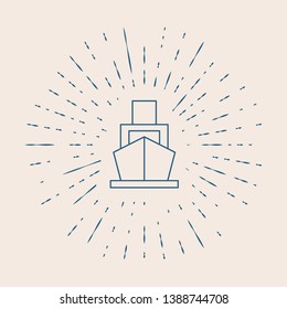 Vintage illustration with sun rays Image of ship, boat icon