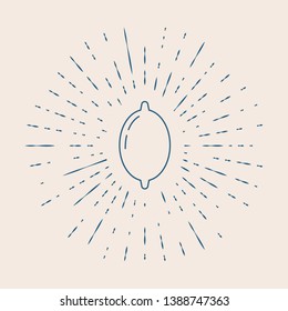 Vintage illustration with sun rays Lemon vector icon