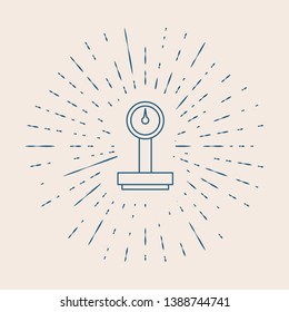 Vintage illustration with sun rays Libra, scale line icon. Price comparison symbol, logo illustration