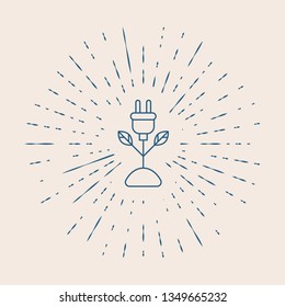 Vintage illustration with sun rays Line Clean Energy Concept Icon