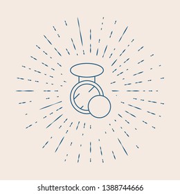 Vintage illustration with sun rays Makeup powder icon, cosmetic concept for your design.
