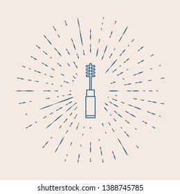 Vintage illustration with sun rays Mascara brush vector icon