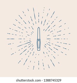 Vintage illustration with sun rays Nail file icon, manicure tools, manicure supplies
