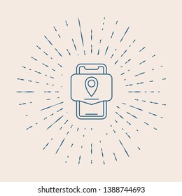 Vintage illustration with sun rays Package tracking icon