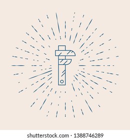 Vintage illustration with sun rays The ruler icon. Ruler symbol