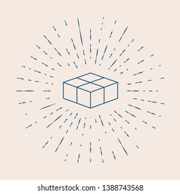 Vintage illustration with sun rays Shipping box icon. Logistics delivery sign. Parcels tracking symbol.