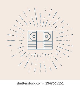 Vintage illustration with sun rays Simple Money icon. Universal cash icon.