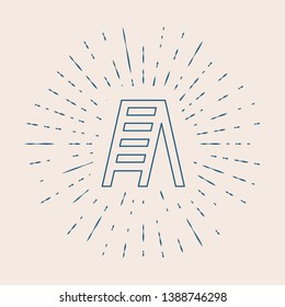 Vintage illustration with sun rays Stepladder icon. Construction ladder