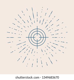 Vintage illustration with sun rays Target aim icon, cross aim sign