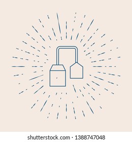 Vintage illustration with sun rays Tea bag icon. Vector mock up for your tea advertising design.