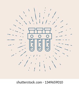 Vintage illustration with sun rays Test tube icon. Laboratory equipment