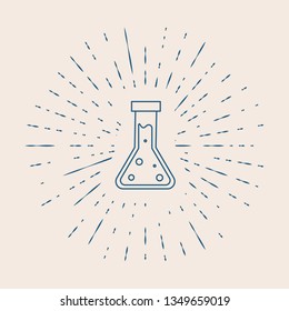 Vintage illustration with sun rays Test tube icon. Laboratory equipment