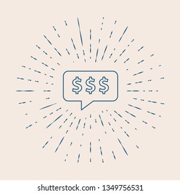 Vintage illustration with sun rays Thinking about money. Finance concept