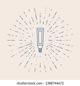 Vintage illustration with sun rays Toothpaste, cream tube.