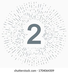 Vintage illustration with sun rays and two digit icon for website, application, logo and design template.