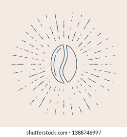 Vintage illustration with sun rays Vector coffee beans icon