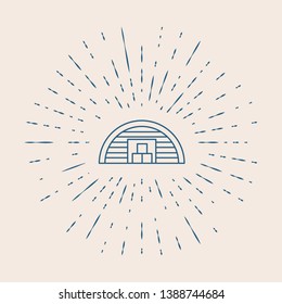 Vintage illustration with sun rays Warehouse building, storage services, distribution center