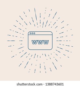 Vintage illustration with sun rays Web site window icon. Trendy www vector symbol