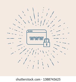 Vintage illustration with sun rays Web site window privacy icon. Business, internet concept. Trendy www vector symbol