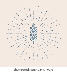 Vintage illustration with sun rays Wheat vector icon. Agriculture vector icon sign.