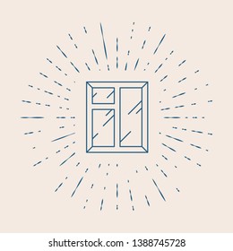 Vintage illustration with sun rays Window icon. House element.