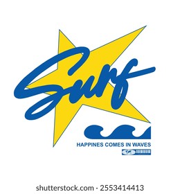 vintage illustration of surf club. Can be used as Sticker, posters, prints. Retro cartoon style. Vector illustration