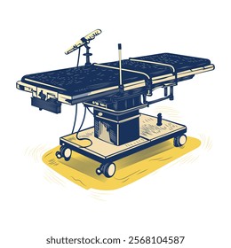 A vintage illustration of a surgical table