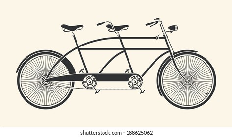 Vintage Illustration of tandem bicycle over white background