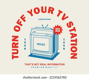 Vintage illustration of Television t shirt design, vector graphic, typographic poster or tshirts street wear and Urban style