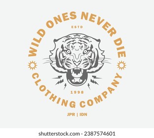 Vintage illustration of tiger vector t shirt design, vector graphic, typographic poster or tshirts street wear and Urban style
