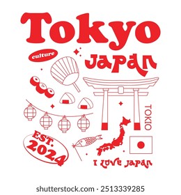 Ilustração vintage de tokyo japan vetor t shirt design, gráfico vetorial, cartaz tipográfico ou camisetas de rua desgaste e estilo urbano