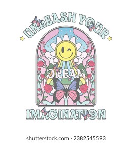 "vintage illustration t-shirt design," "roses," "daisies," "butterflies," dan "graphic prints on T-shirts."