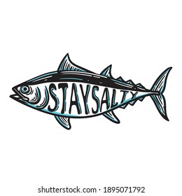 vintage illustration of tuna fish with typography