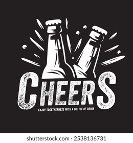Vintage illustration of two beer bottles for logo and patch needs