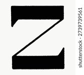 Vintage illustration vector of a bold, black letter 