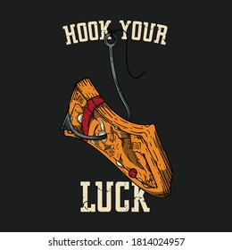 Vintage Illustration Vector Design Hook and Money