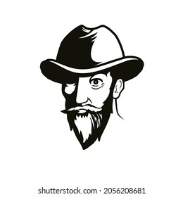 vintage illustration vector for old cowboy