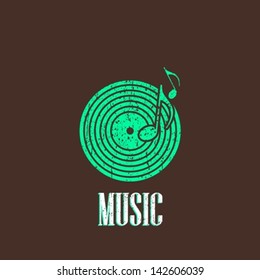 vintage illustration with vinyl disc icon