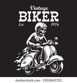 Vintage ilustrasi vintage biker unutk kebutuhan patch, label dan logo