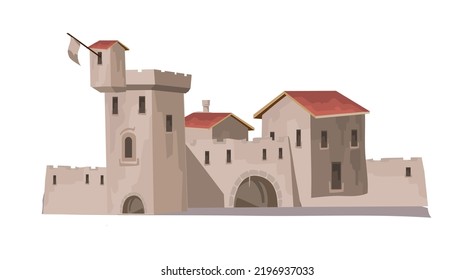 Vintage image with a beautiful old fortress, ancient castle Vector illustration for your ancient style design svg