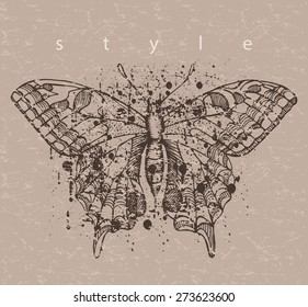 Vintage image of a butterfly. Vector illustration.