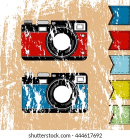 a vintage image of the cameras with flags
