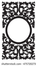 Vintage Imperial Baroque frame. Vector French Luxury rich carved ornamented decor. Victorian wealthy Style structure. Black color